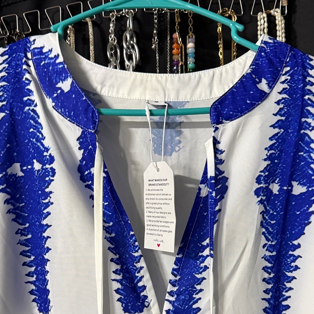 Blue and White Embroidered Dress - Picture 5 of 6